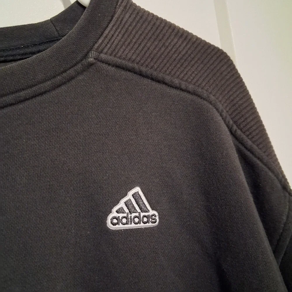 Adidas Sweatshirt Mens M Black Ribbed Shoulder H59411 Loungewear Sporty Gym